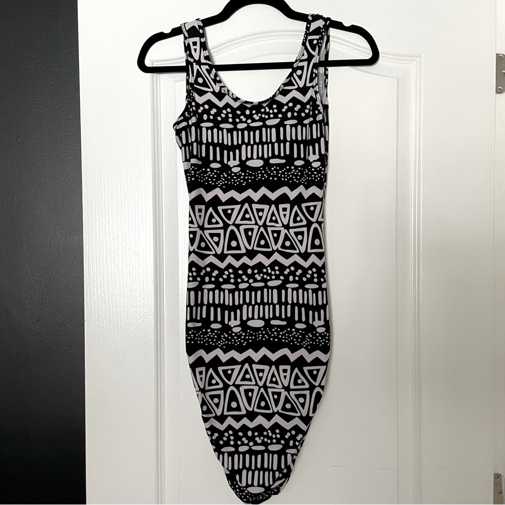 Abstract Patterned Soft Low Back Tank Dress
